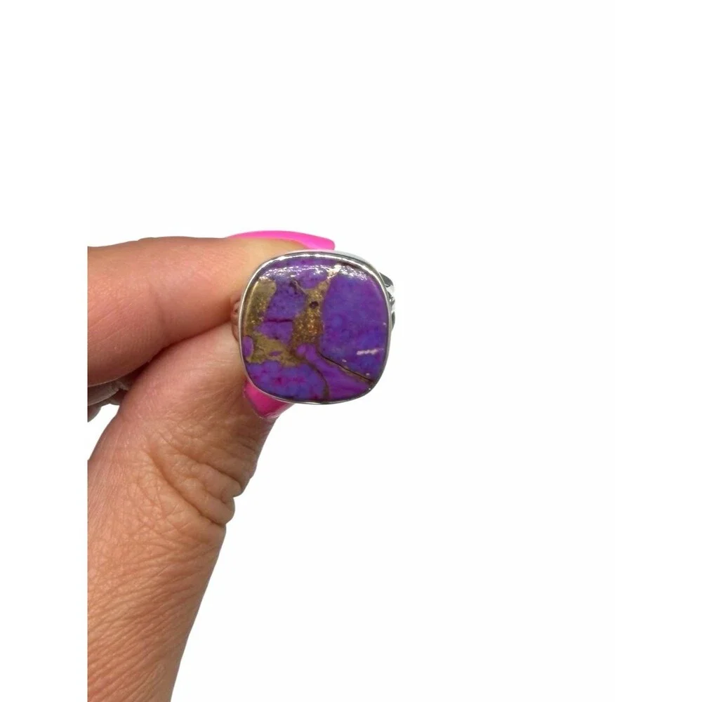 Kingman Purple Copper Turquoise Ring Size 7 Solid 925 Sterling Silver